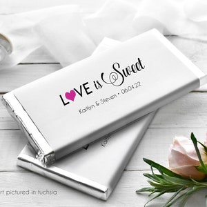 Printed Full Size Candy Bar  Chocolate Bar Stickers Wedding Favor - Scrolly Heart Design - Personalized Candy - SM20
