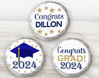 Printed Chocolate Kiss Stickers - Personalized Graduation Party Favor Candy Stickers / Graduation Party Favor / GD22