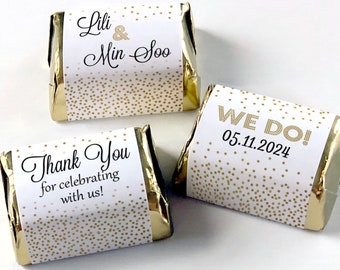 Custom Printed Nugget Style Chocolate Labels - Wedding Favors for Candy - Bridal Shower, Birthday Party / Confetti Design / CF19