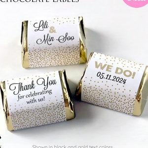 Custom Printed Nugget Style Chocolate Labels Wedding Favors for Candy Bridal Shower, Birthday Party / Confetti Design / CF19 image 1