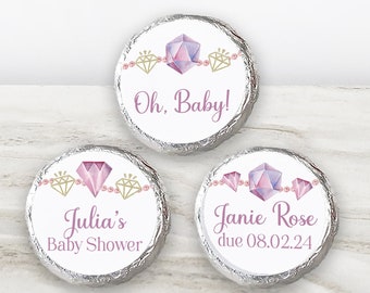 Printed Chocolate Kiss Stickers - Personalized Wedding Favors, Bridal Shower, Custom candy label, Pastel Diamond and Pearls / DP24