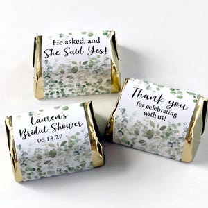 Custom Chocolate Nugget Labels - Printed Candy Favor Stickers - Eucalyptus Leaves