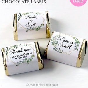 Custom Printed Nugget Style Chocolate Labels - Wedding Favors - Bridal Shower, Birthday Party / Greenery Wreath Geometric Shape / GG18