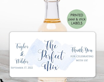 Printed, Personalized Mini Liquor Bottle Labels-Waterproof Favor Stickers 2 x 3.75 in.-Custom Alcohol Labels - Watercolor Wash / WC19