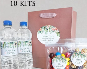 Welcome Bag Kit - Includes high quality gift bag with treat bags and customized labels - Romantic Blossoms / RB21