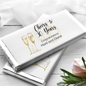 Printed Labels for Full Size Candy Bar Chocolate Bar Stickers - Personalized for Wedding Anniversary or any party - Champagne Glasses - CH21