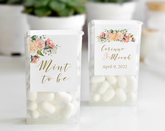 Printed Favor Stickers for Mint Boxes - Mint to Be Favors Bridal Shower or Wedding Favors - Mint Boxes Wrappers - Peach Bouquet - PQ18