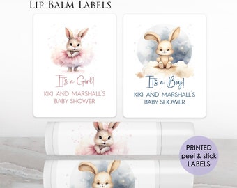 Printed Labels for Lip Balm - Printed Stickers - Baby Shower - Ballerina Bunny - Baby Birthday /  Baby Bunny DR24