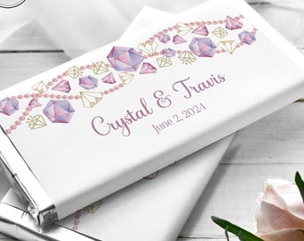 Printed Labels for Full Size Candy Chocolate Bar Stickers Wedding Favor - Pastel Diamonds and Pearls - Personalized Candy Bar DP24