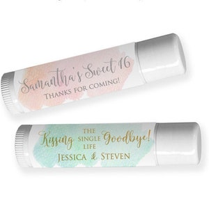Printed Labels for Lip Balm - Printed Stickers - Wedding Favor - Bridal Shower - Kissing the Single Life Goodbye / Watercolor Wash / WC19