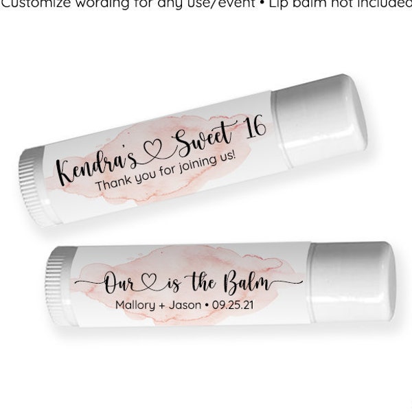 Printed Labels for Lip Balm - Custom Printed Stickers for Wedding Favors, Showers, Birthdays, and more! / Pink Hearts / PH21