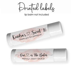 Custom Lip Balm Labels - Pink Hearts, Party Favors