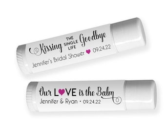 Printed Labels for Lip Balm - Custom Printed Stickers for Wedding Favors, Showers, Birthdays, and more! / Scrolly Modern Hearts / SM20