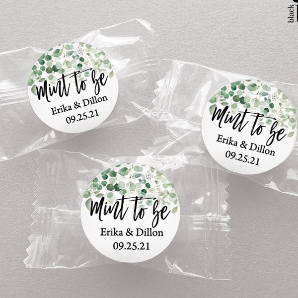 1 inch round custom stickers for wedding favors, bridal shower, mint to be, Falling Eucalyptus, FE20