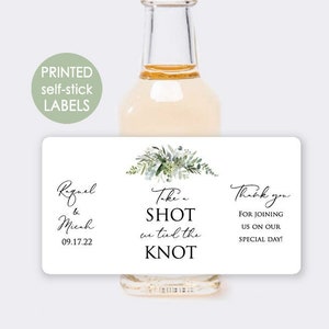 Printed, Personalized Mini Liquor Bottle Labels  - Waterproof Favor Stickers 2 x 3.75 inches - Greenery Bouquet - GE20