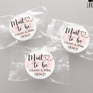 1 inch round custom stickers for wedding favors, bridal shower, mint to be, Pink Hearts / PH21