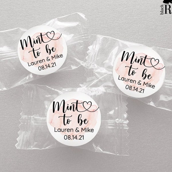 1 inch round custom stickers for wedding favors, bridal shower, mint to be, Pink Hearts / PH21