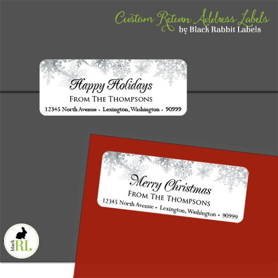 30 snowflake return address labels happy holidays merry etsy snowflake return address labels