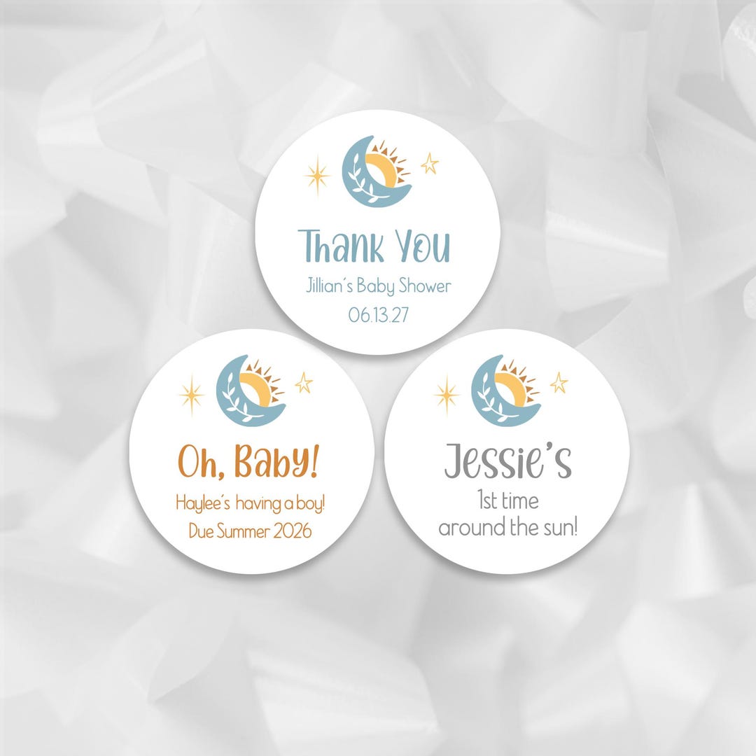 Printed Favor Stickers - Customized Labels for Any Party - Celestial ...