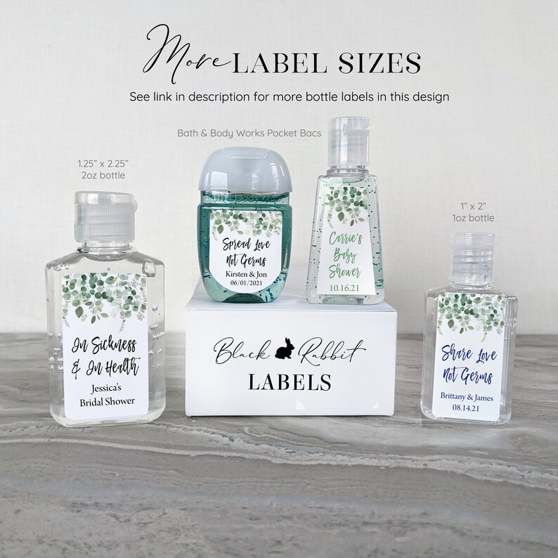 Custom Printed Labels for Small Favor Bottles 2 Label sizes for Bath and Body Works Pocket Bac Falling Eucalyptus FE20