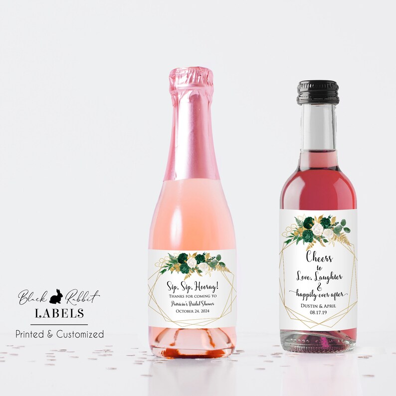 Printed Custom Stickers for Mini Wine or Mini Champagne Bottles 2 Sizes