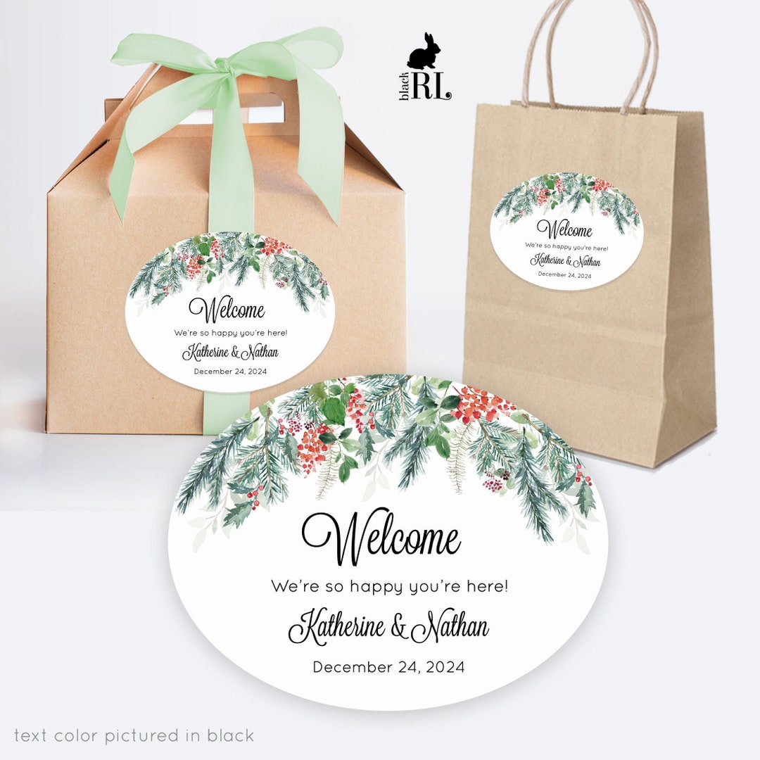 Printed Oval Welcome Bag and Box Custom Stickers for Wedding Gifts ...