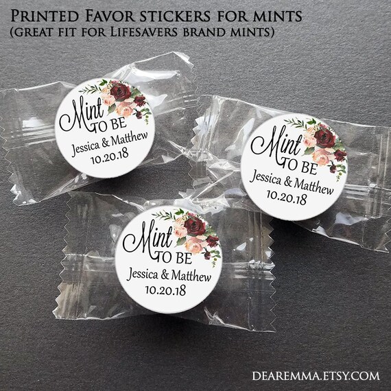 Printed Mint Stickers for Favors / Lifesaver Mints / 1 inch Etsy