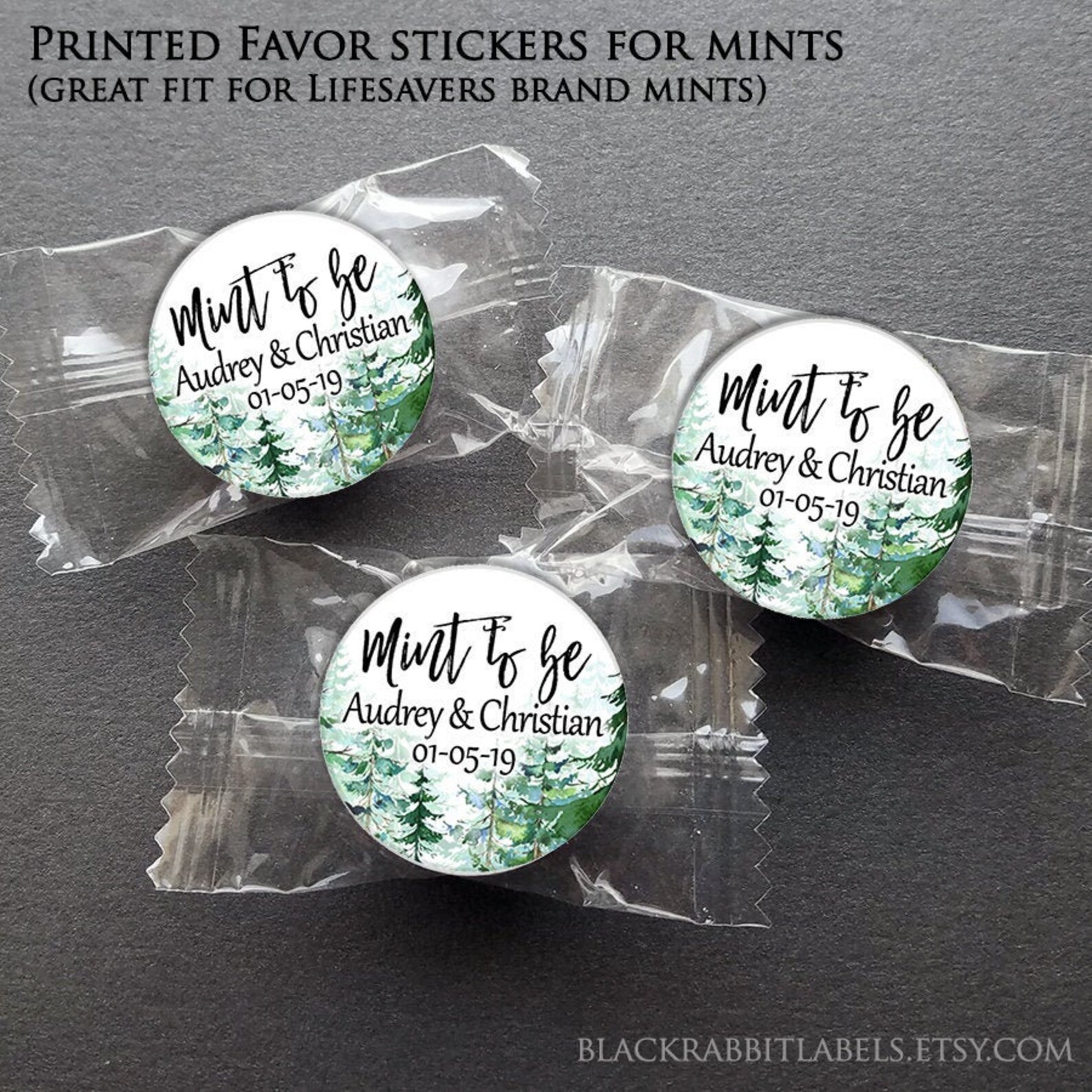 Printed Mint Stickers for Favors / Lifesaver Mints / 1 inch Etsy
