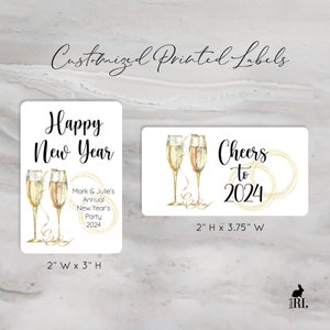 Printed Custom Stickers for Mini Wine or Mini Champagne Bottles 2 sizes New Year Holiday or Wedding Favors / Champagne Glasses / CH21 image 2