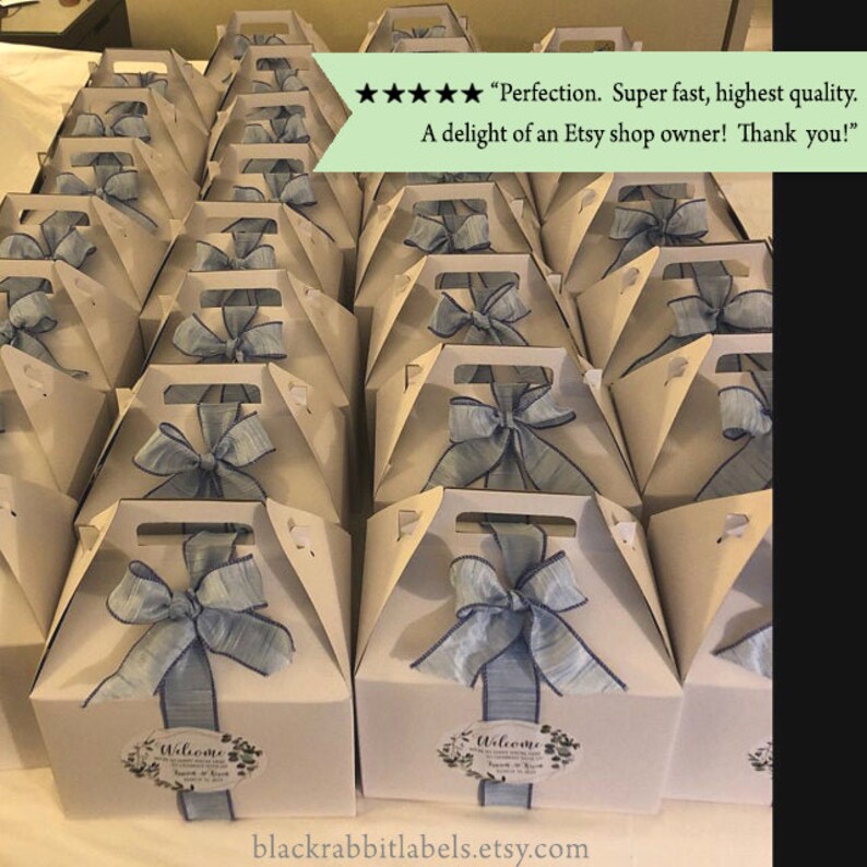 Printed Favor Label Wedding Welcome Box Sticker Gift Bag Label Hotel Gift Basket Oval Sticker Greenery in Geometric Shape GEOG18