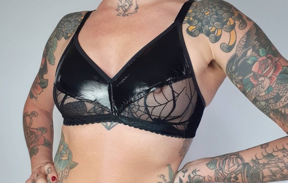 Women Black Monogram Mesh Soft Cup Bra