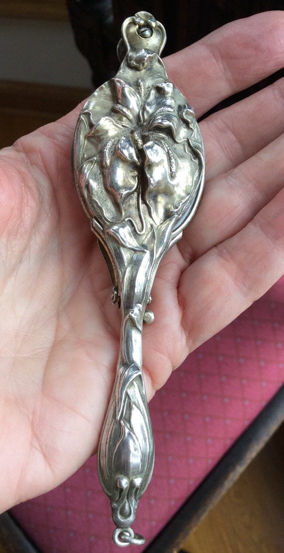 Rare Antique Art Nouveau Repousse  Sterling Silver