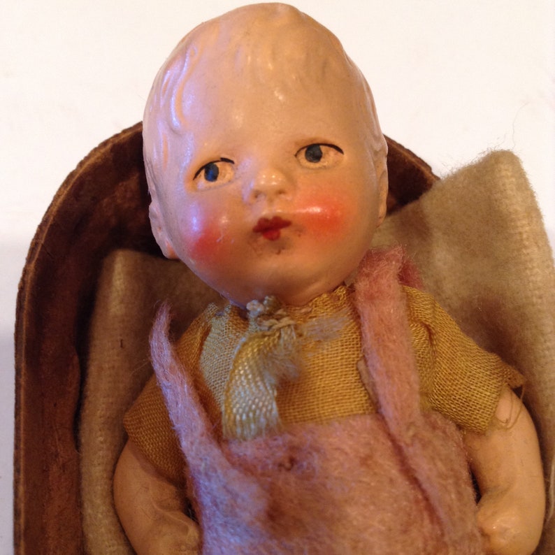 So Sweet Rare Antique Tiny German All Bisque Baby Doll In image 1