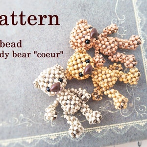 Teddy bear &quot;coeur&quot; ,3D bead patterns ,Beading Tutorial