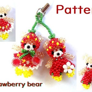 Beaded Teddy bear, Bears in Strawberry Cosplay, Beading Pattern, 3D bead, tutorial, PDF