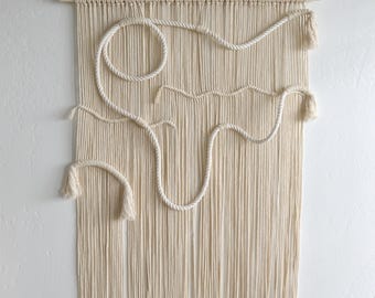Macrame Rope Sculpture Wall Art: 3D Fiber Art Hanging
