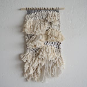 Upcycled Fringe Woven Wall Hanging: Black Yarn & Cotton Rope