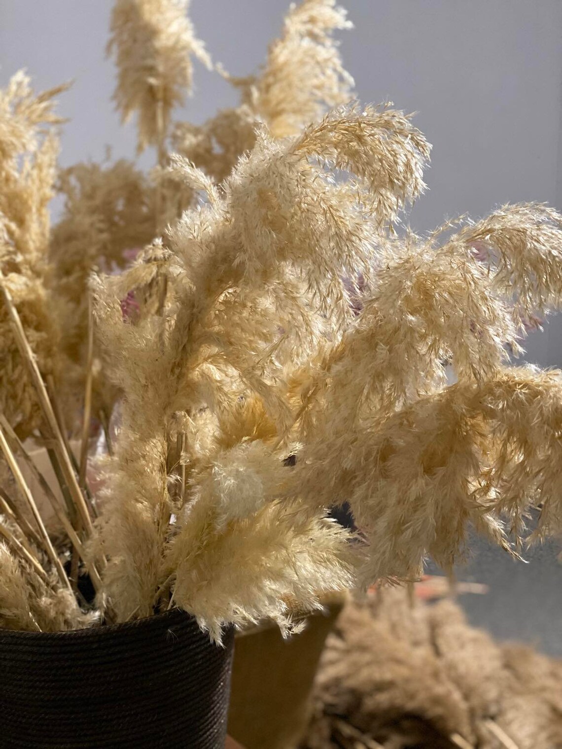 White pampas grass decor Tutorial video Wildflower bouquet Etsy