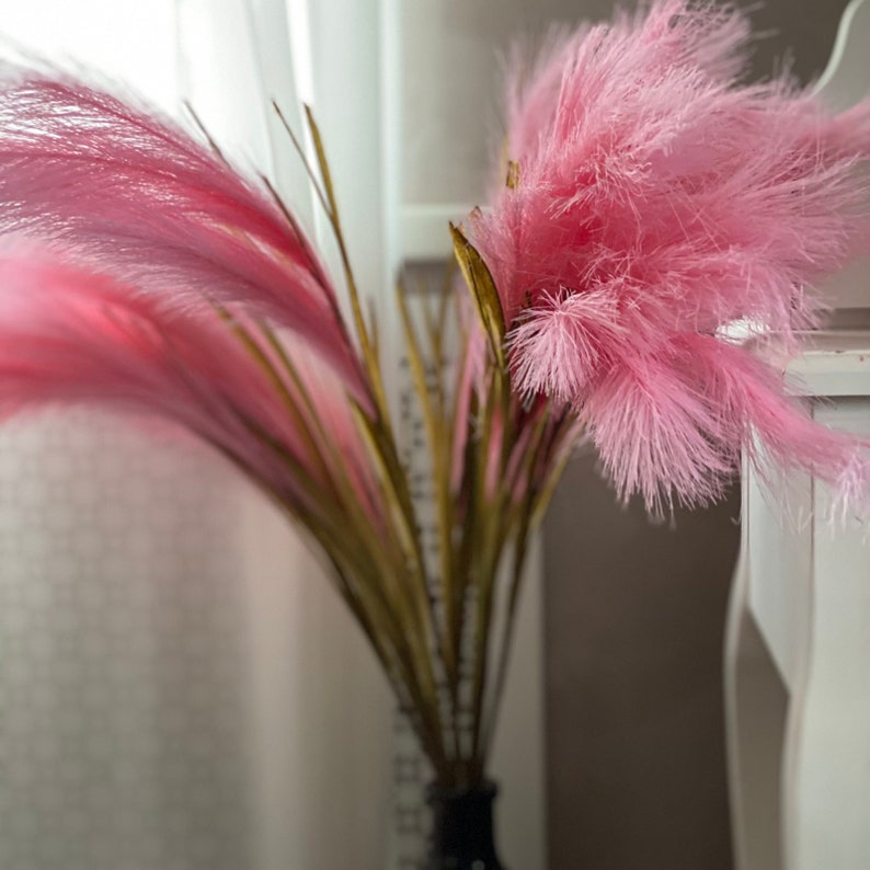 Pink Pampas Grass Decor Feather Reed Grass Fake Pampas Grass Etsy