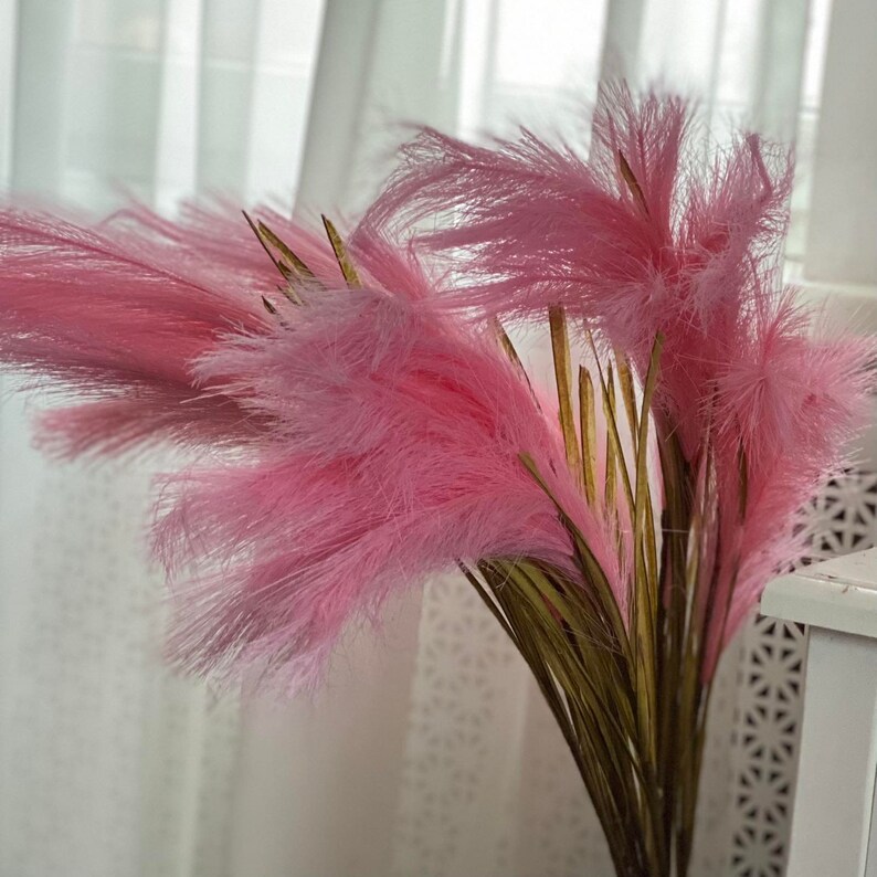 Pink Pampas Grass Decor Feather Reed Grass Fake Pampas Grass Etsy
