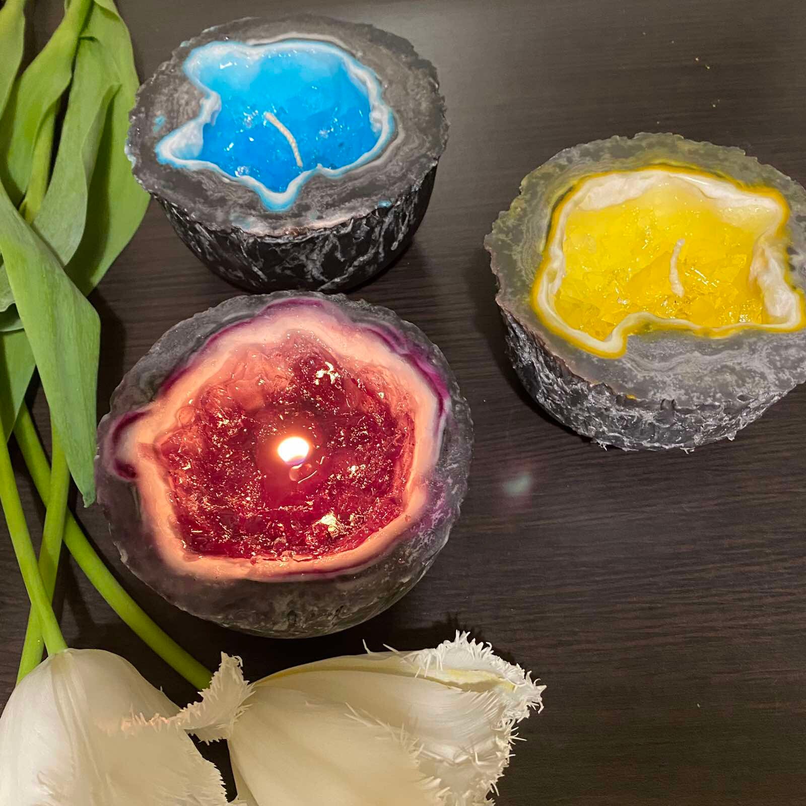 Geode Candle for Stress Relief and Meditate Luxury Gel Candle Etsy