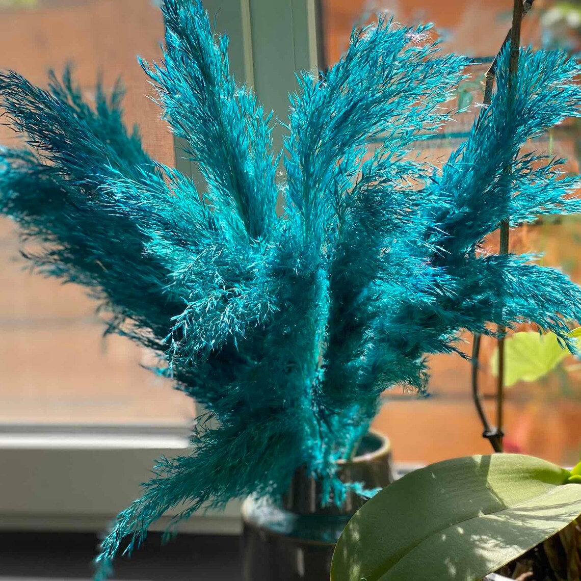 Blue pampas grass decor Dried plumes Wildflower bouquet Etsy