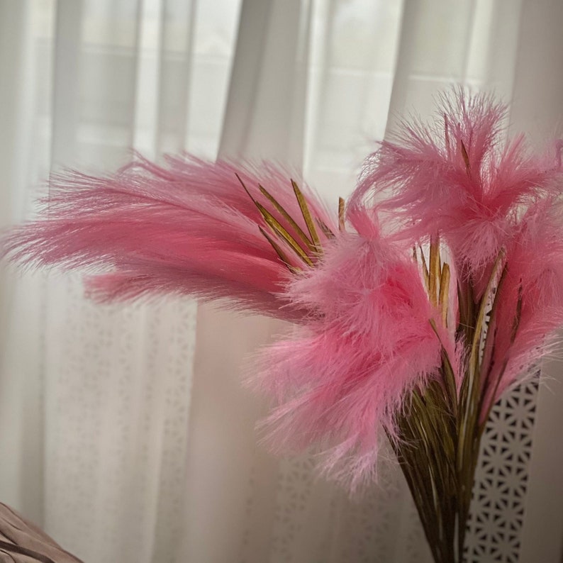 Pink Pampas Grass Decor Feather Reed Grass Fake Pampas Grass Etsy