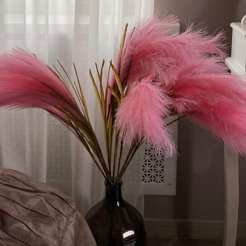 Pink Pampas Grass Decor Feather Reed Grass Fake Pampas Grass Etsy