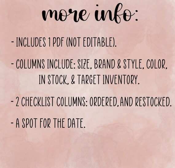 Shirt Inventory Tracker Printable 