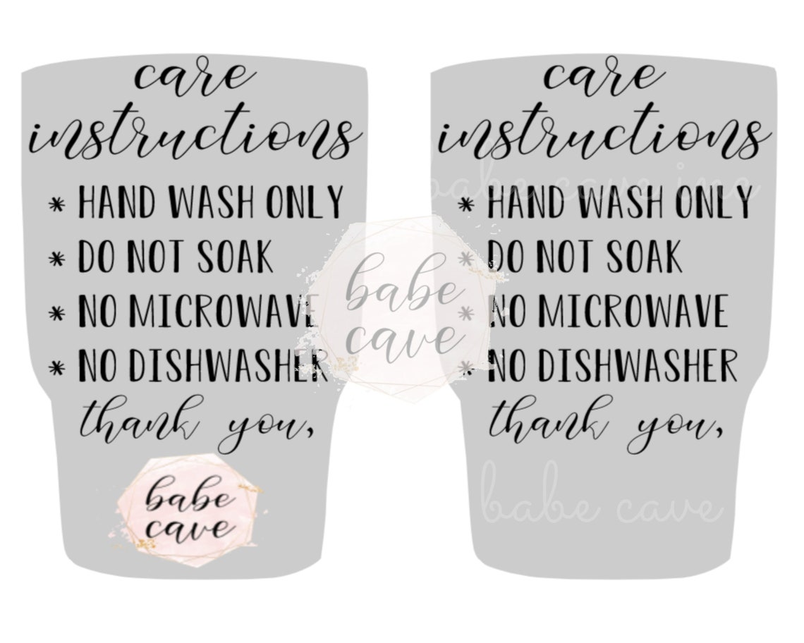 Tumbler Care Card / Washing Instructions Digital Download Etsy