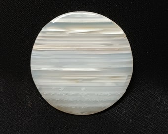 White banded agate cabochon, full moon agate