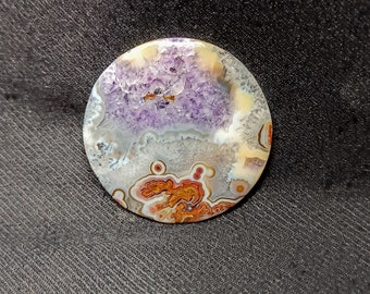 very rare agate and amethyst combination cabochon