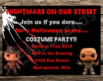 Convites de Halloween, Convite de Halloween, Convite de Halloween, Pesadelo em Elm Street, Convite de Pesadelo em Elm Street, DOWNLOAD DIGITAL