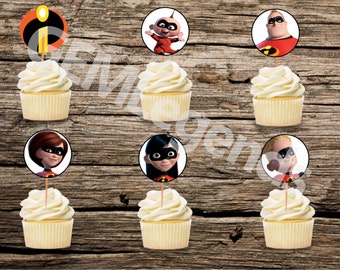 Incredibles Cupcake Toppers, Incredibles Birthday, Incredibles Birthday Party, Incredibles Printable, INSTANT DOWNLOAD, DIGITAL Download